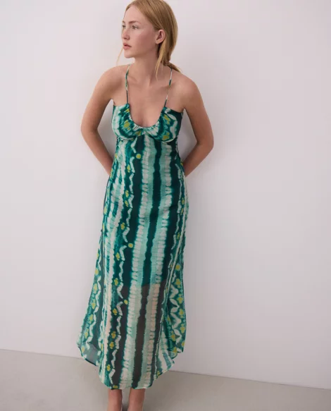 Vestido midi estampado tye die