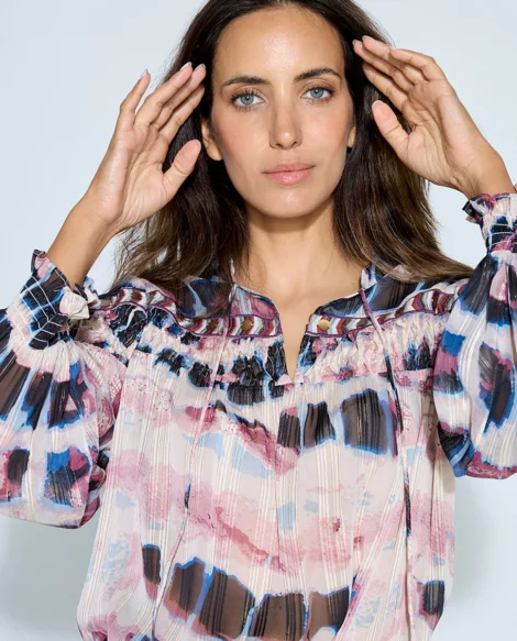 Blusa estampada hilo metalizado