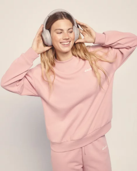 Sudadera felpa piqué rosa