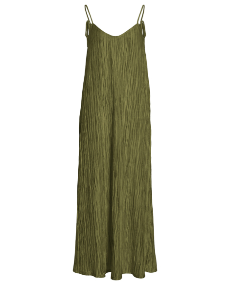 Vestido largo plisado de tirantes