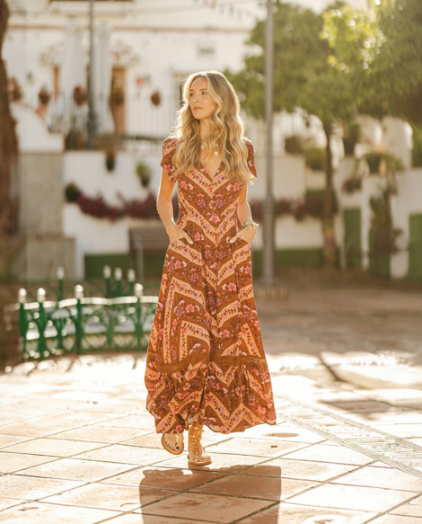 Vestido chevron maxi